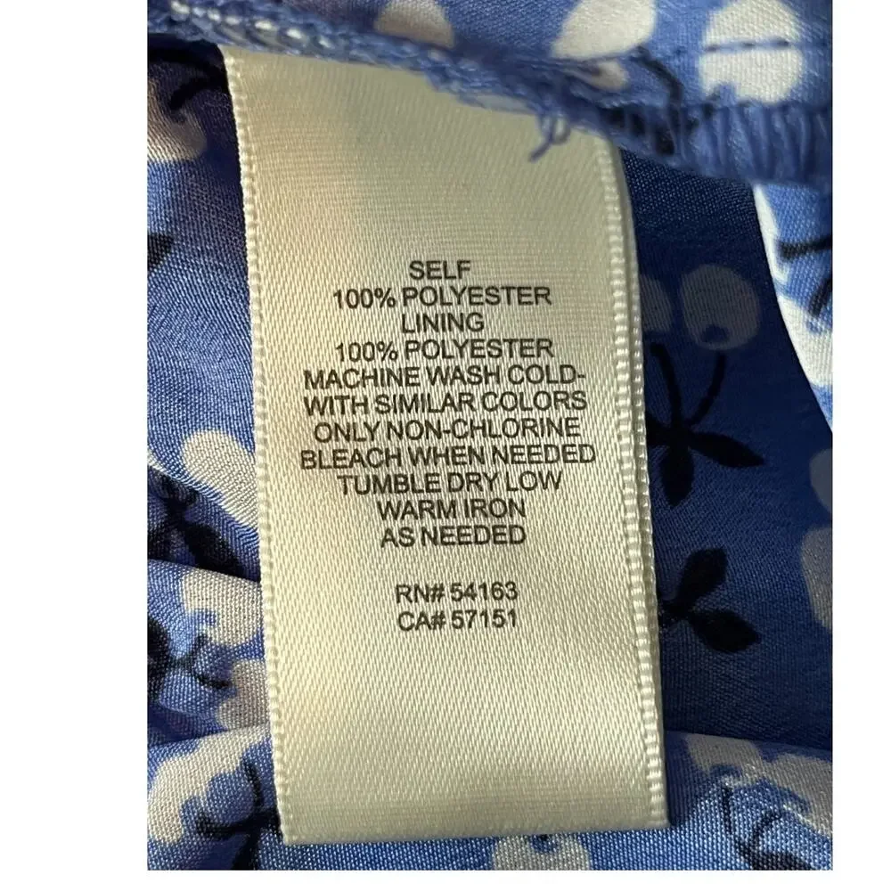 Eliza J Dress Floral Surplice neck long sleeve fit flare blue size 14 - Picture 11 of 11